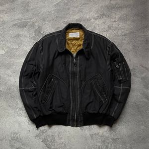 Black Takeo Kikuchi Bomber Jacket with white stiching