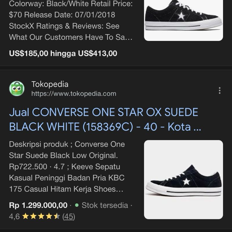 Converse One Star OX Suede Black White Second Original, foto 2