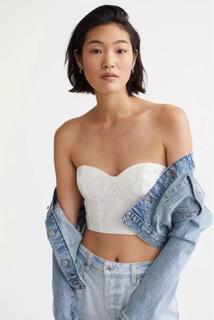 [H&m] Eyelet broderie tube camisole