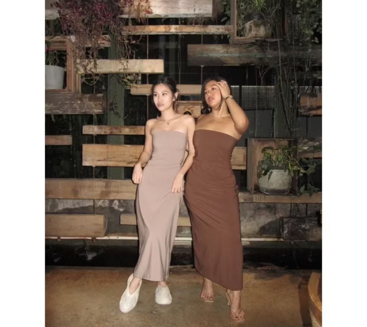 HerPalais Streetwear Casual Bodycon dress Wanita brown