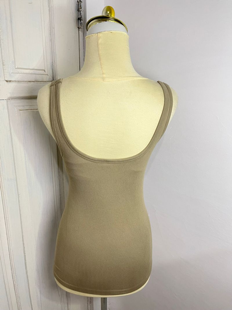taupe ribbed knit tanktop bra basic essential need tengtop, foto 3