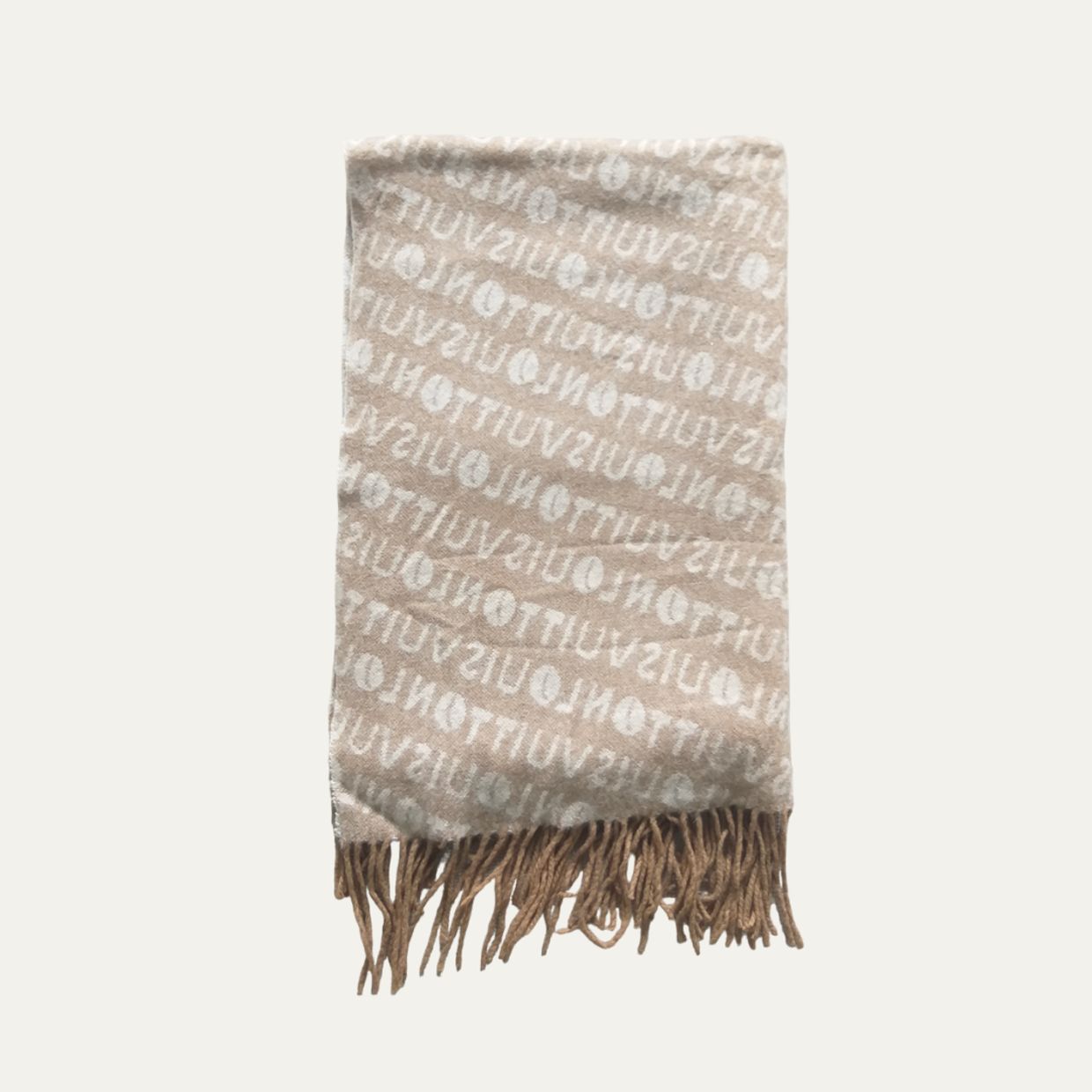 Louis Vuitton Casual Scarf Wanita tan cream