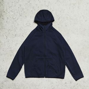 Hoodie pria UNIQLO TECH Navy biru dongker casual