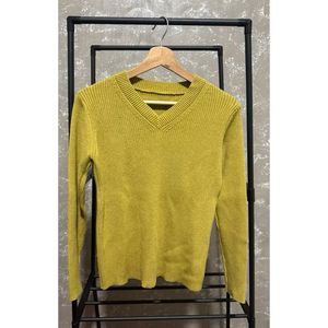 Yellow Tangerine Knit Longsleeves Tops