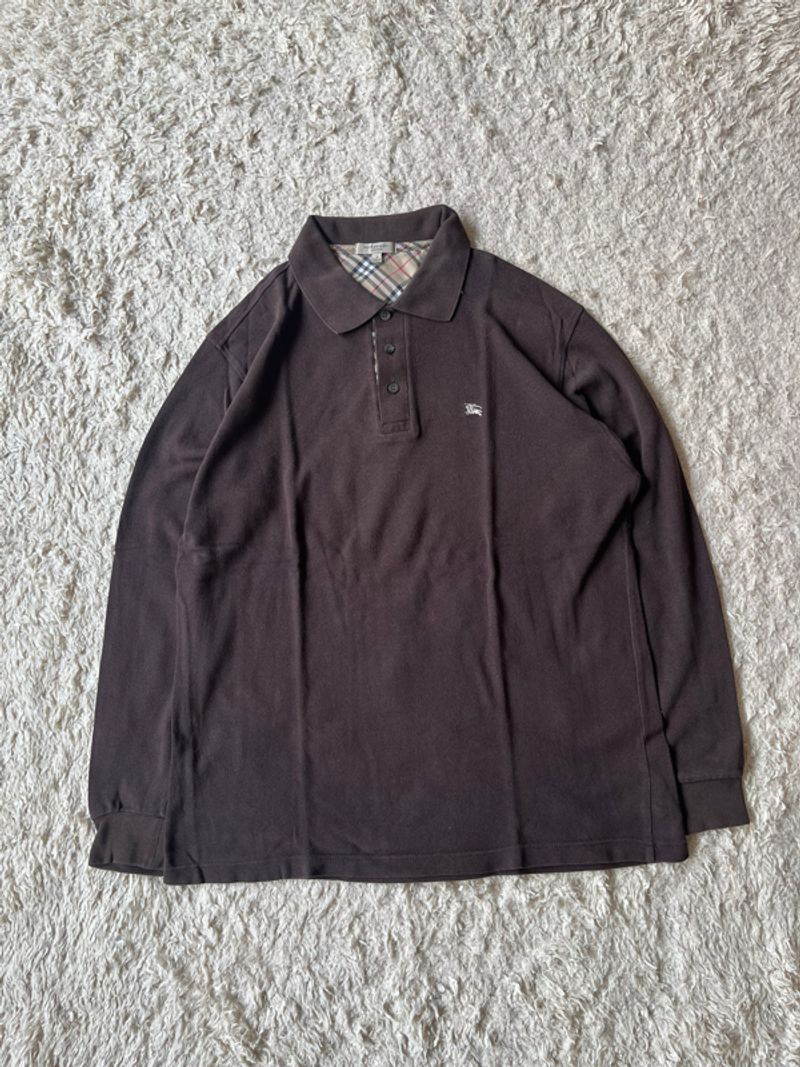 Burberry polo longsleeve brown basic, foto 2