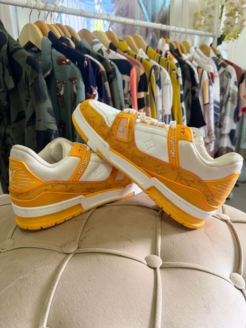 Louis Vuitton Trainer Sneaker White and Yellow, foto 2