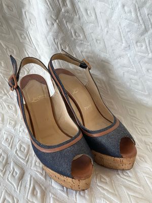 Christian Louboutin Wedge Peep Toe Slingback