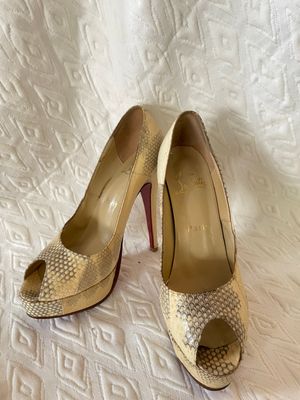 Christian Louboutin Watersnake Peeptoe Pumps