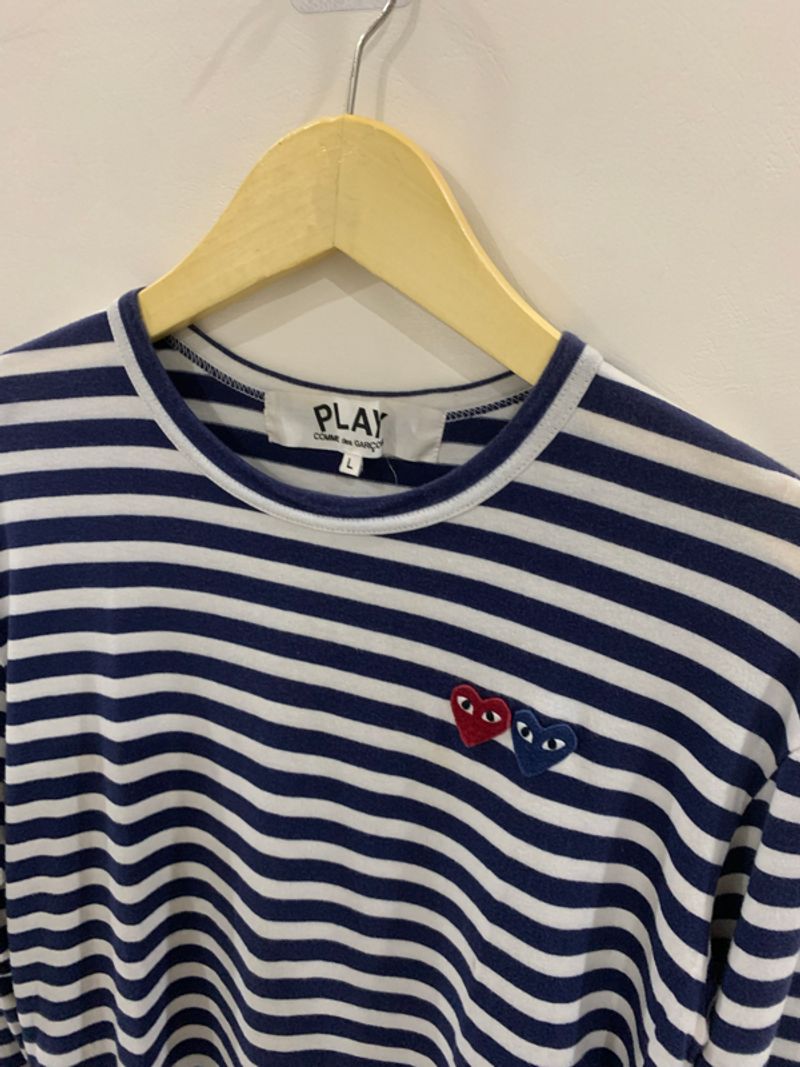 CDG Play Double Heart Striped Longsleve, foto 2