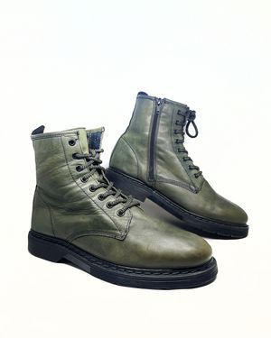 Green Army Boots Leather Size 41