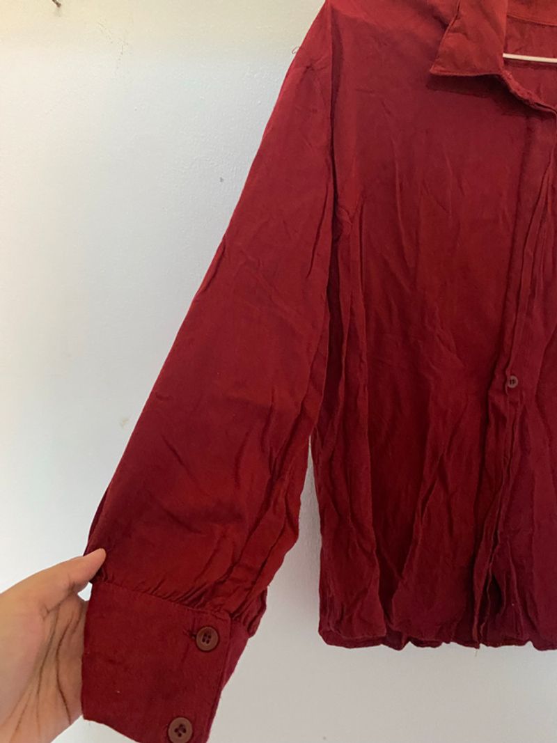 PRELOVED! Kemeja Rayon Wanita Maroon, foto 3