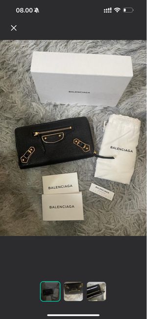 Balenciaga Metallic Edge City Zipper Wallet Black GHW