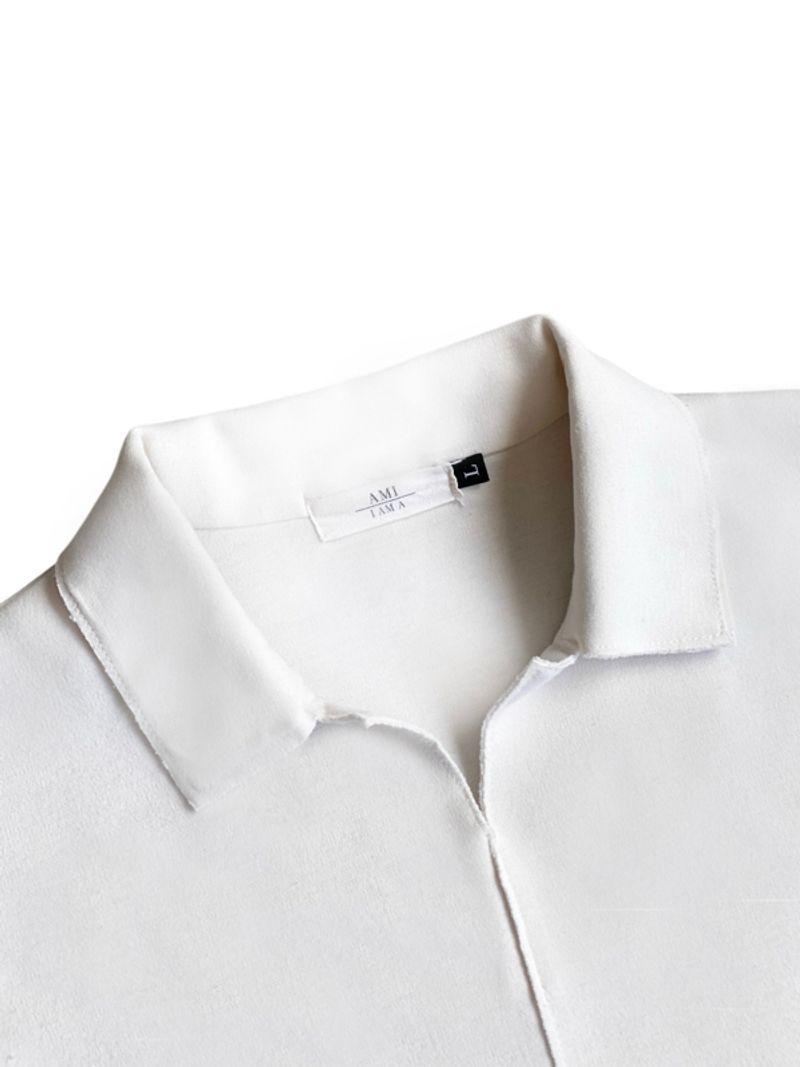 AMI middle seam buttonless ss polo shirt broken white, foto 4