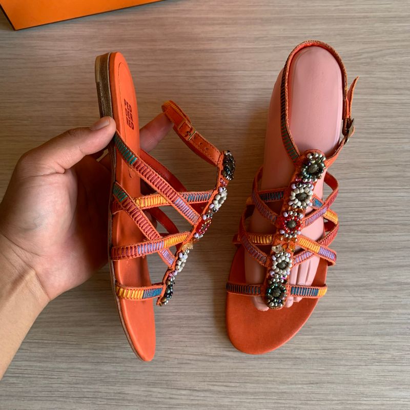 PED DER RED FLAT SANDAL LEATHER SIZE 37, foto 2