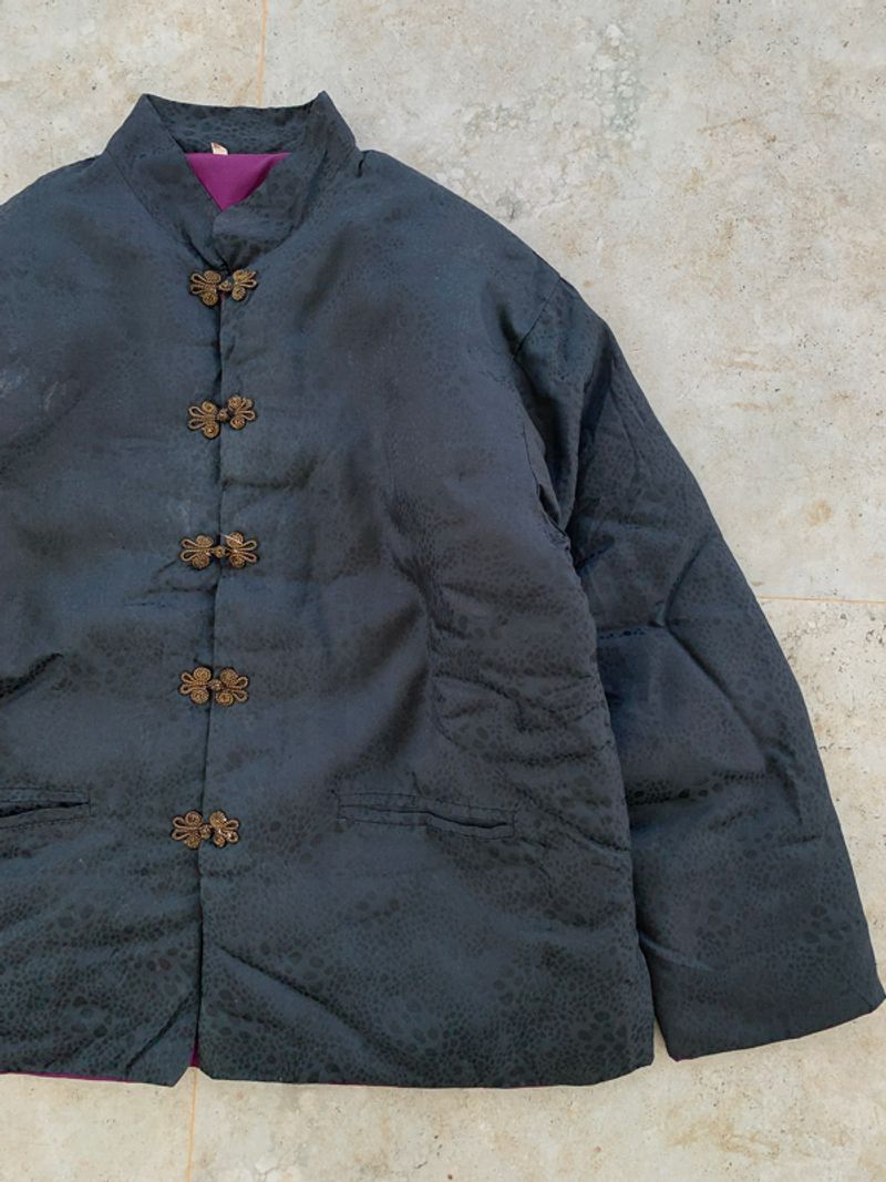 Vintage Black Pattern Cheongsam Puffer Jacket, foto 3