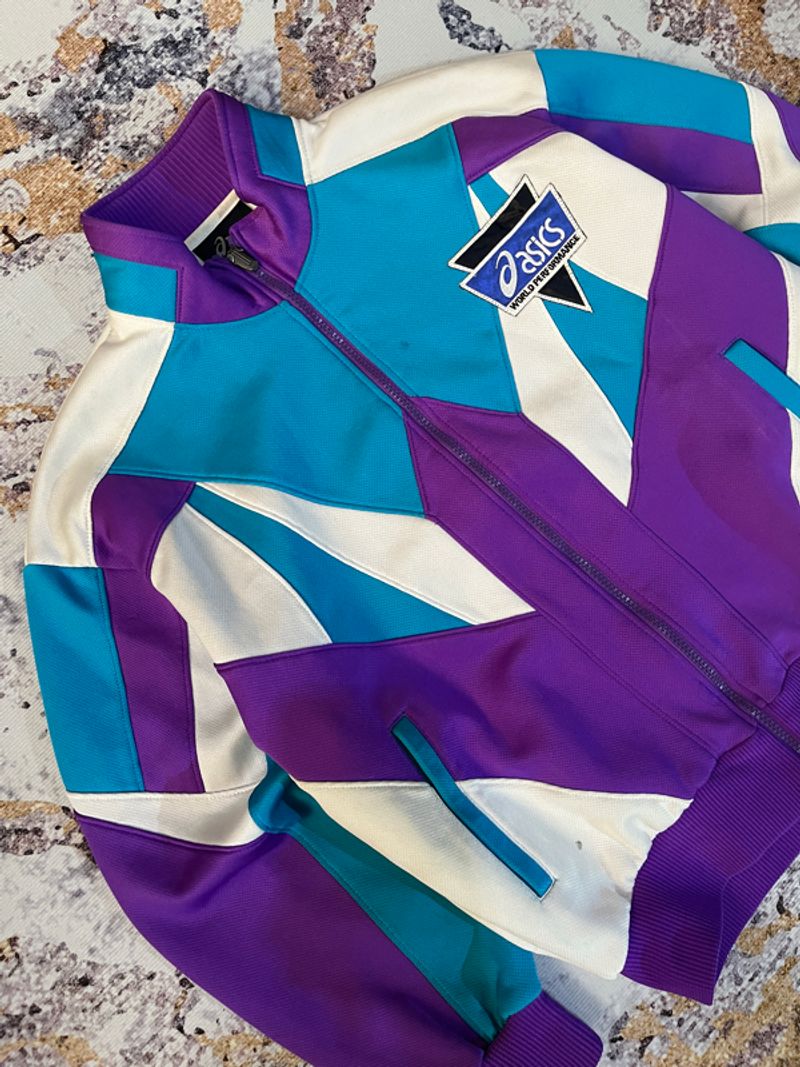 Asics jacket vintage 90s colour block tracktop, foto 2