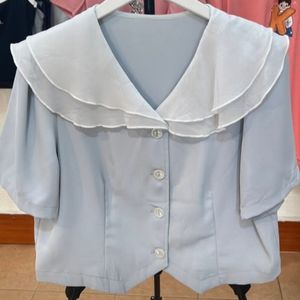 crop kerah sailor warna mint