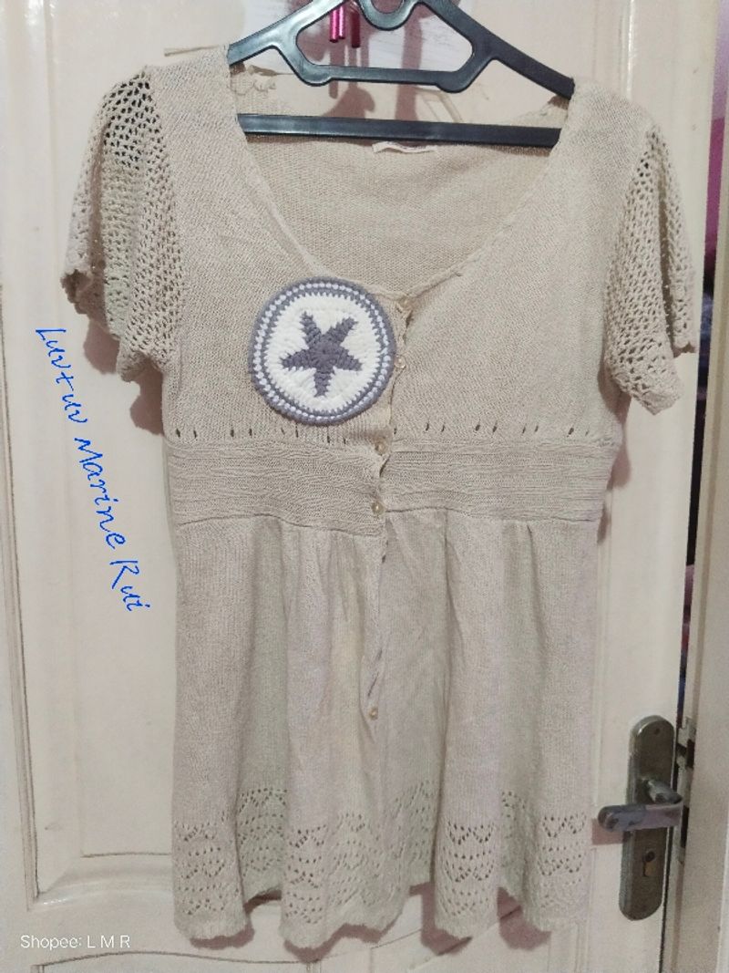 Cardingan Knitting Wanita Beige Lemon Tree, foto 4