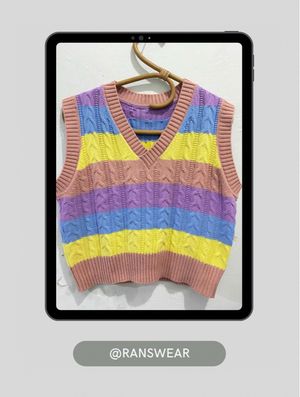 Rainbow Vest Rajut