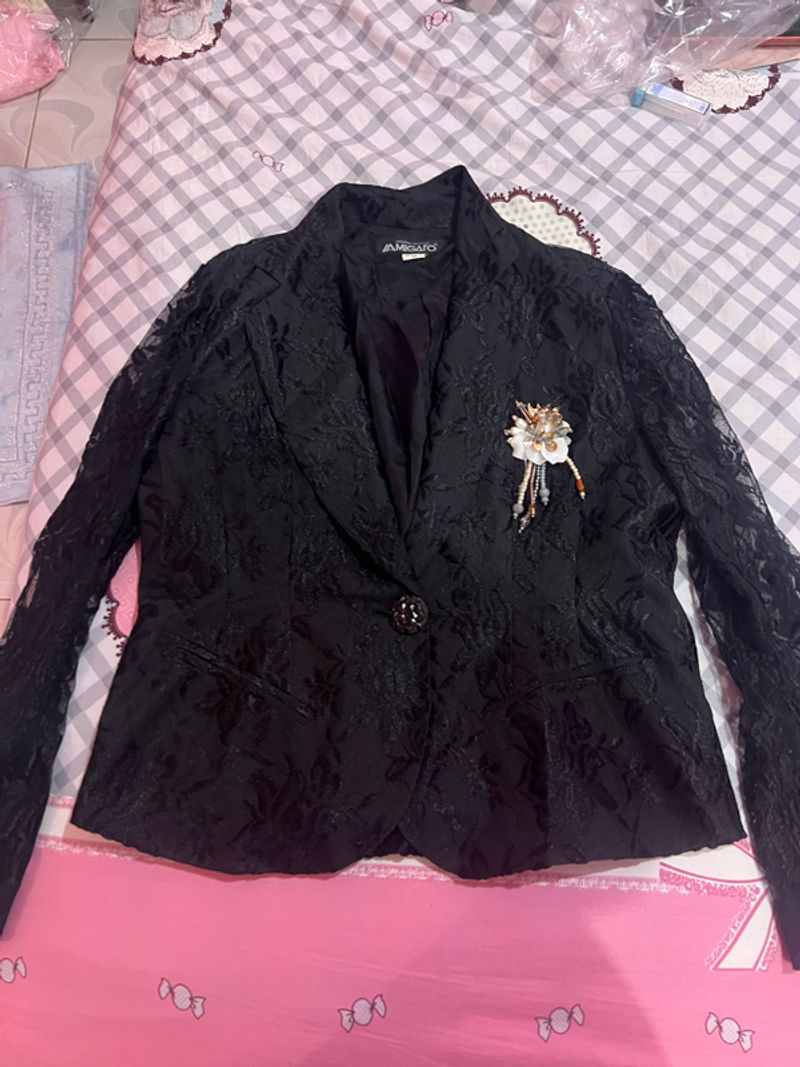 blazer jas hitam bunga, foto 10