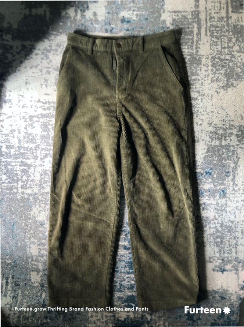 Corduroy Loose pants - Olive, foto 2
