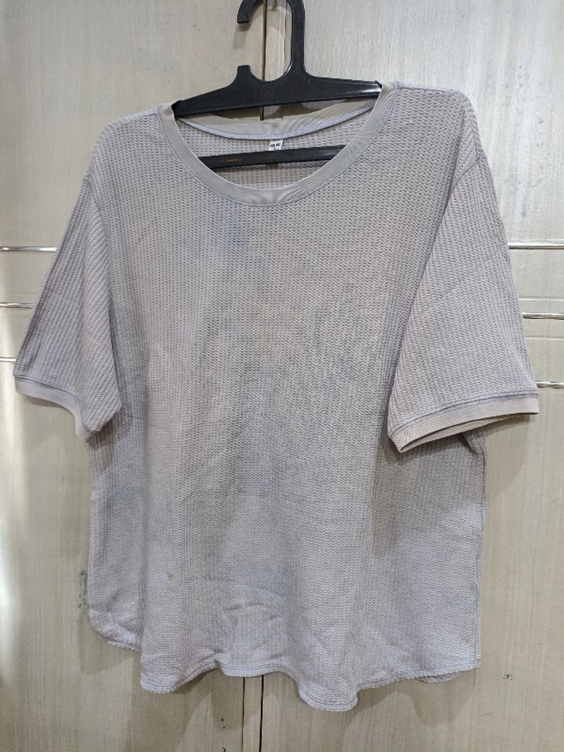 Tshirt Uniqlo waffle abu, foto 2