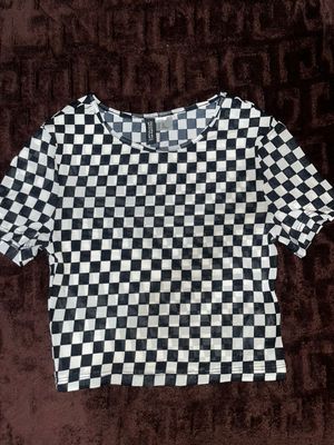 Crop top sheer checker board pattern