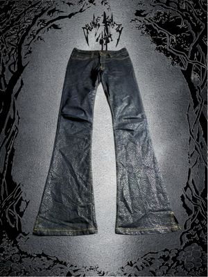 ✮ Vintage Flare Dark Blue Snake Scale Motif by Basic Jeans ✮