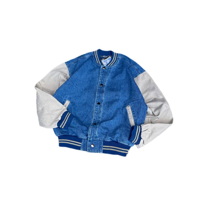 Vintage CRAFT Denim Varsity Baseball Jacket, foto 4