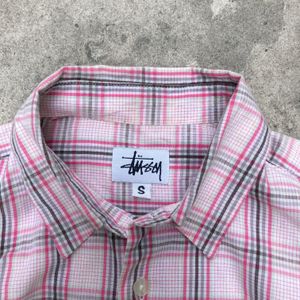 Stussy Vintage Streetwear Casual shirt Pria pink