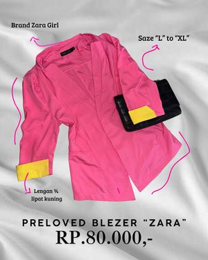 BLEZER ZARA PINK LENGAN LIPAT KUNING