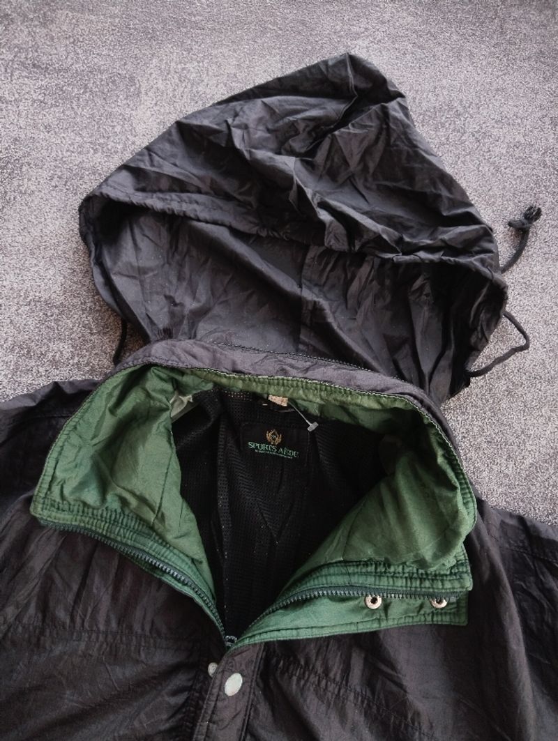 Vtg Windbreaker Racing Jacket Hidden Hoodie, foto 7