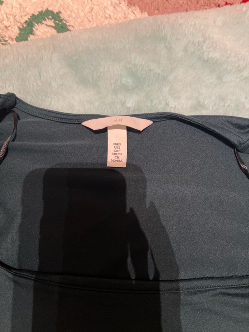 Fitted Long Sleeves H&M top in Dark Green, foto 2