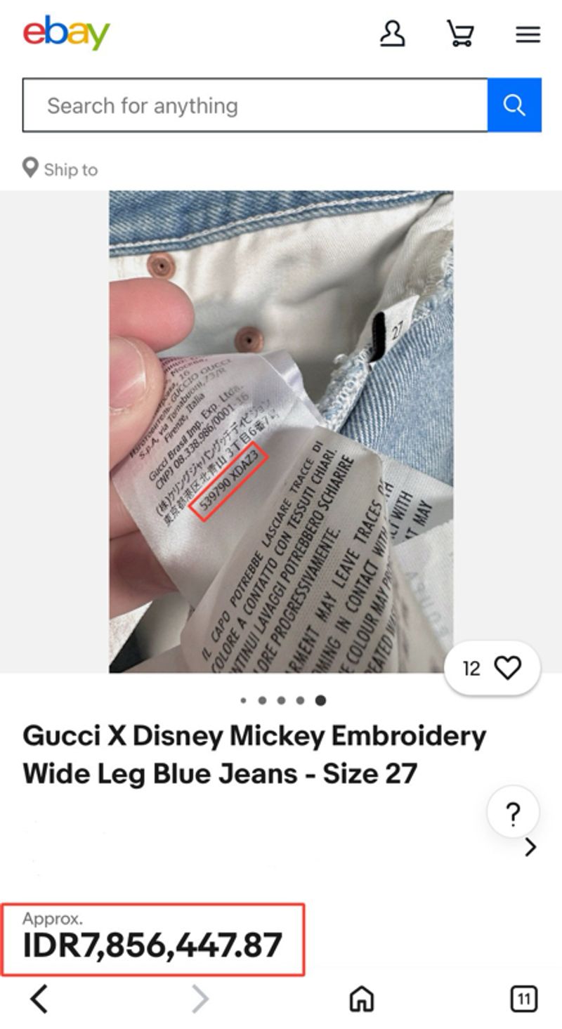 Gucci X Disney Authentic Light Blue Denim Jeans, foto 4