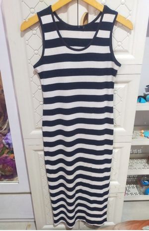 Long Dress / Kutung Salur Navy Putih