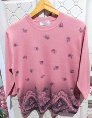 Atasan Rajut Knit Bunga2 Pink