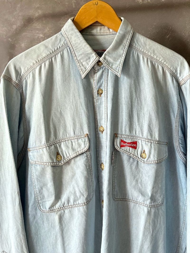 VINTAGE 90s BUDWEISER OVER CHAMBRAY SHIRT, foto 2