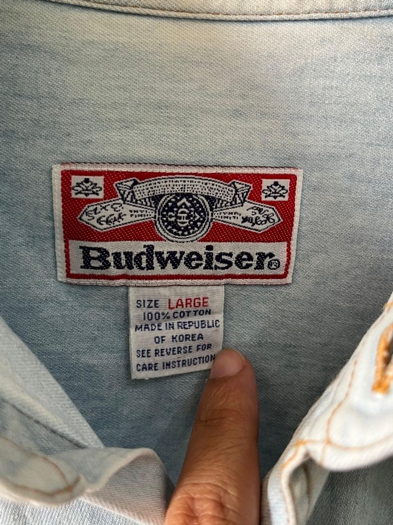 VINTAGE 90s BUDWEISER OVER CHAMBRAY SHIRT, foto 7
