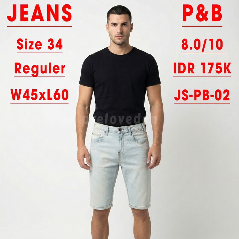 Pull&Bear Celana Jeans Pendek Blue Washed Size 34 Reguler, foto 2