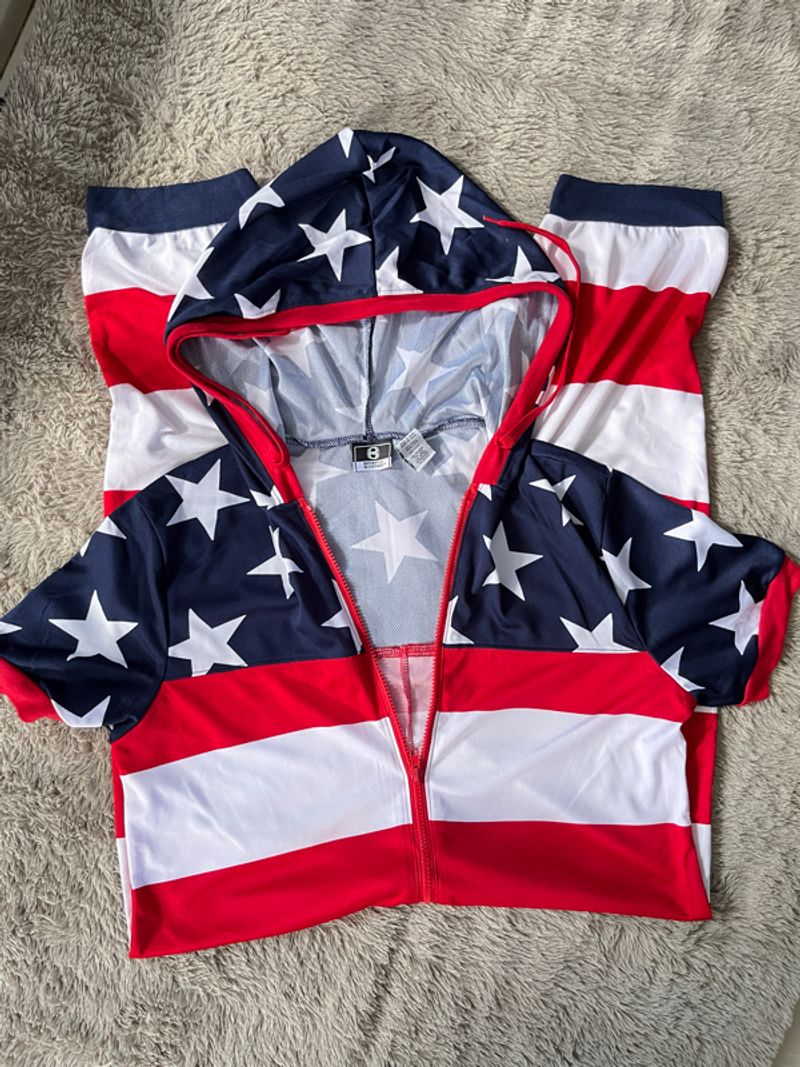 Jumpstuits wanita motif U.S flag, foto 3