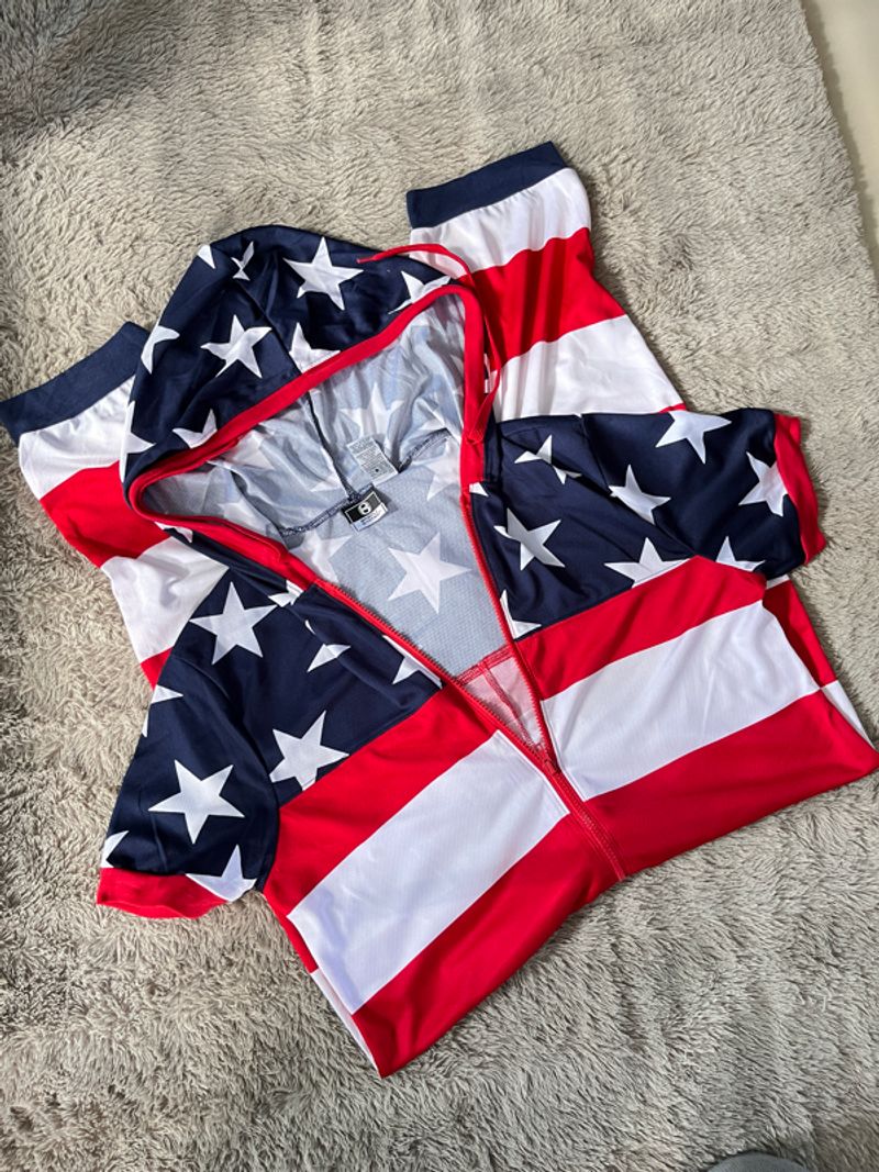 Jumpstuits wanita motif U.S flag, foto 5