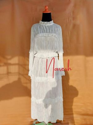 LONG WHITE DRESS VINTAGE FAIRY BAJU WANITA IMPORT