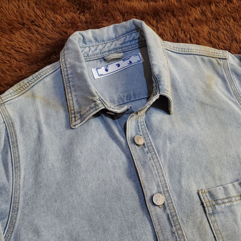 Off-White Casual Formal shirt Pria navy blue, foto 3