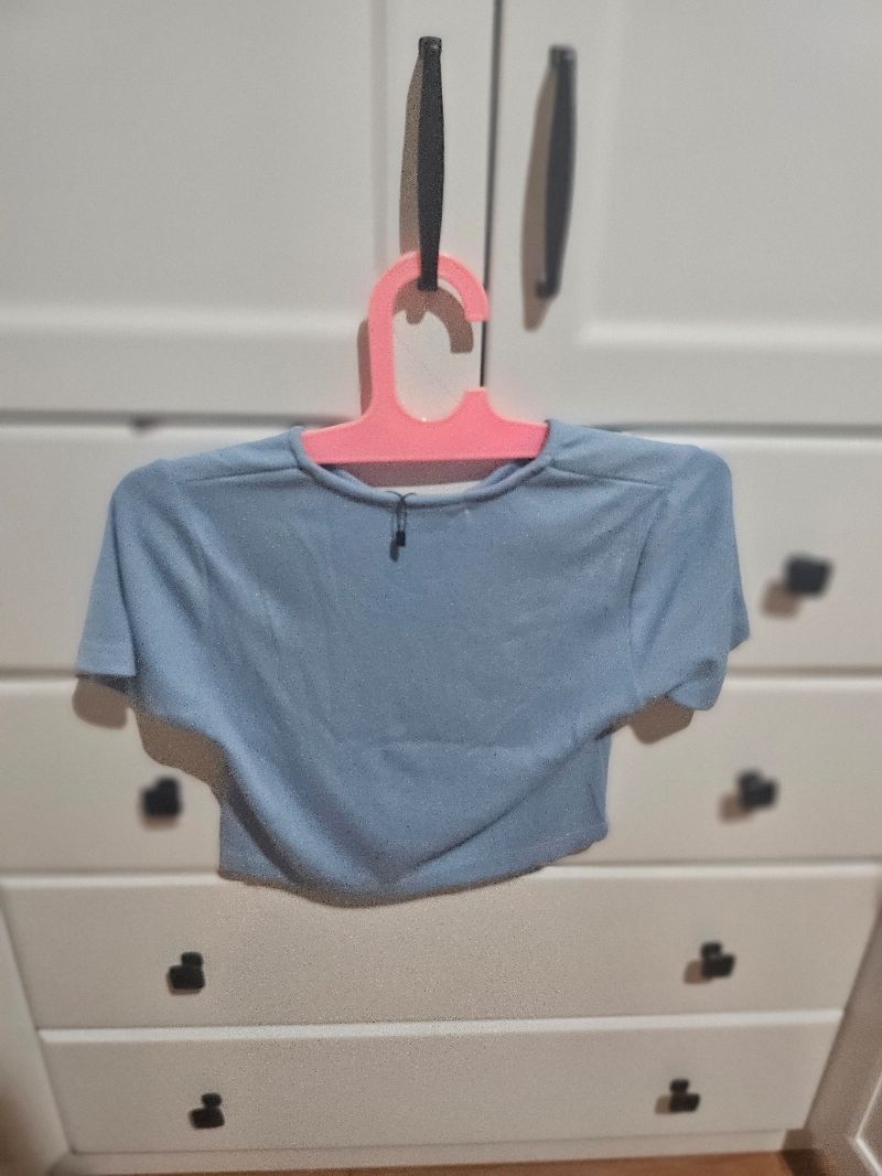 Asymmetric Button Ribbed Top – Blue, foto 3