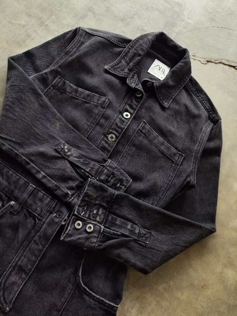 JUMPSUIT ZARA DENIM BLACK WASHED, foto 7