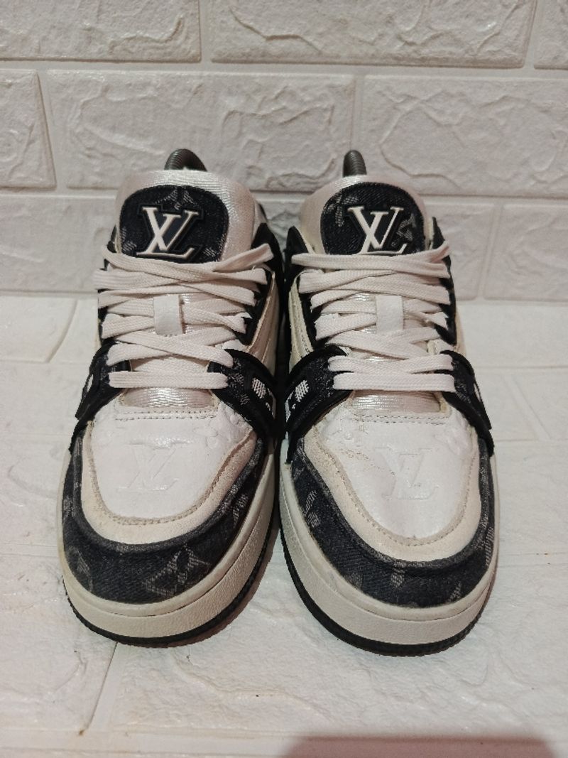 Louis Vuitton Trainer White Black Denim, foto 2