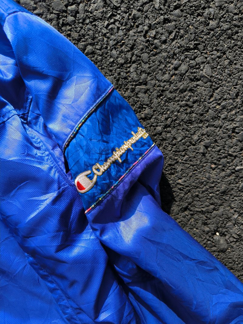 Vintage Champion Blue Bomber Jacket Insulated Snap Button, foto 5