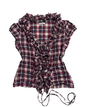 ruffled plaid peasant top