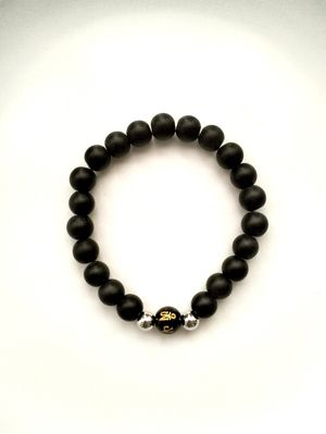 Gelang Batu Alam Agate Black Onyx Mantra Tibet