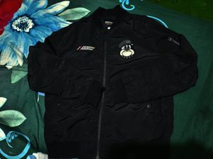 Jaket Pancoat Bomber Hitam – Cartoon Patch